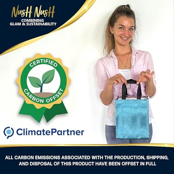 Aqua Blue Gift Bags Medium Size – Set of 12 Light Blue Reusable Gift Bags - Picture 4 of 4